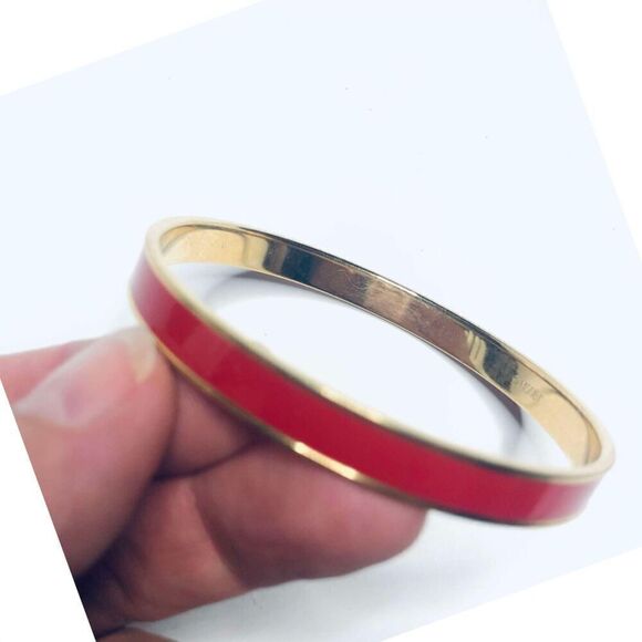 906 Monet enamel bangle signed red gold tone bracelet - Picture 1 of 3